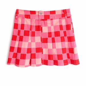 American Bazi Y2K Pink Checkerboard Pleated Mini Skirt 1X Preppy Trend